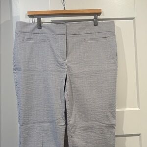 Ann Taylor Striped Seersucker Dress Pants - White & Blue